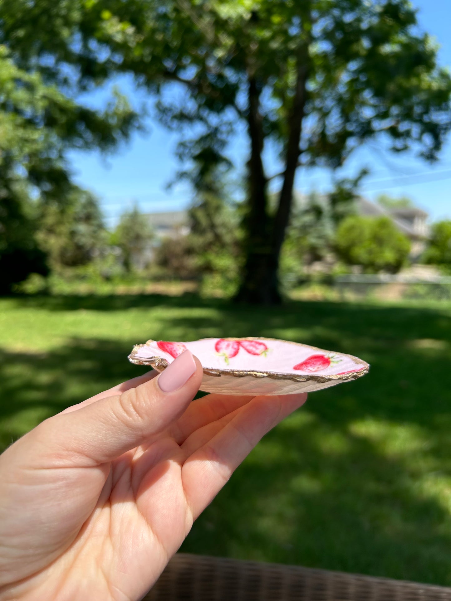 Strawberry seashell jewelry tray